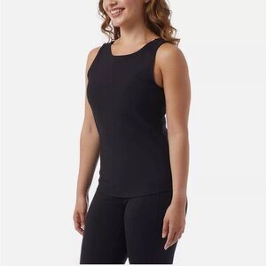 32 Degrees Tank with Built in Bra Soft Textured Ribbed Fabric Black Size XS